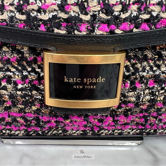 Kate Spade Katy Tweed Medium Shoulder Bag In Pink Multi - Picture 3 of 15